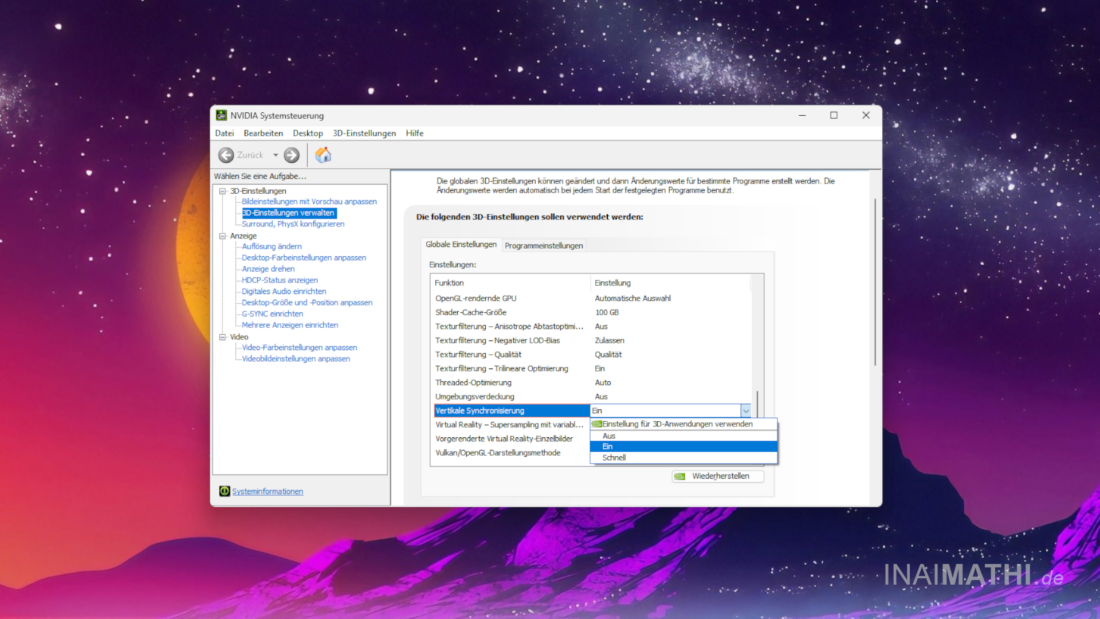Nvidia Systemsteuerung V-Sync